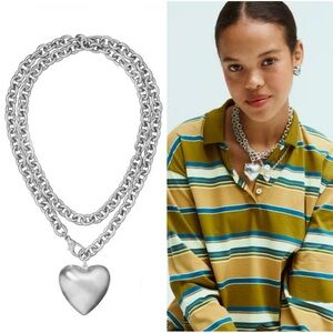 Silver Big Puff Heart chain.